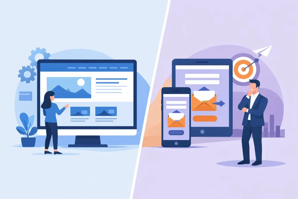 אתר תדמית מול דף נחיתה - מה נכון לעסק? תמונת אילוסטרציה מותך מאמר בנושא של דורון פדלון